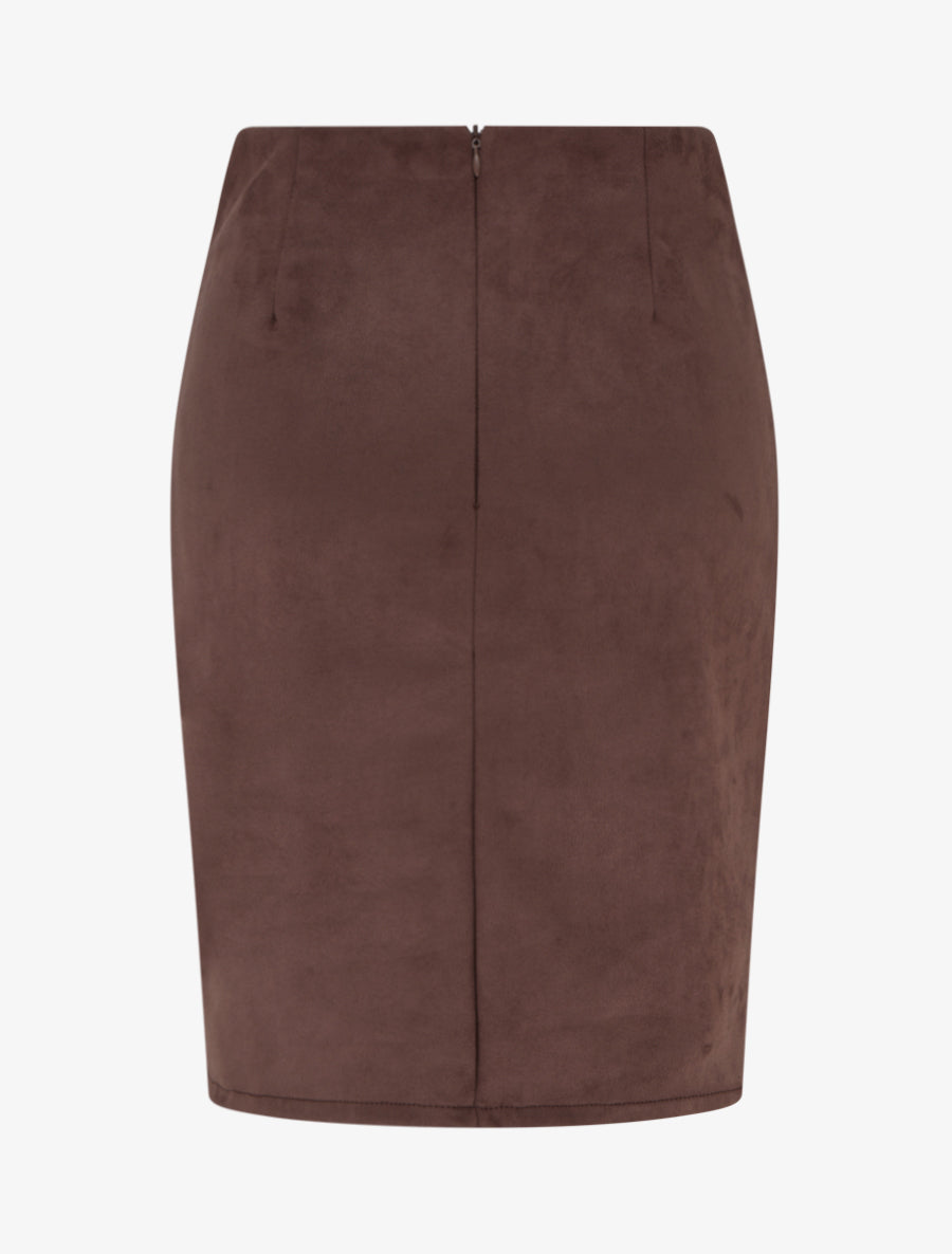 Jupe style portefeuille en suédine - Marron - 2