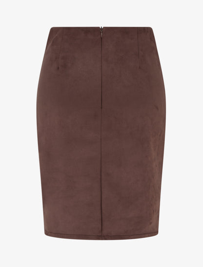 Jupe style portefeuille en suédine - Marron - 2