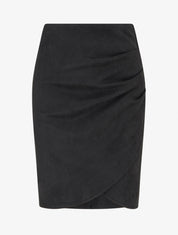 Jupe style portefeuille en suédine - Noir - 1