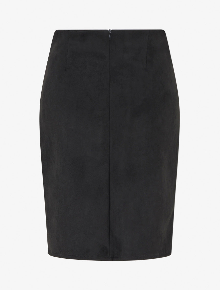 Jupe style portefeuille en suédine - Noir - 2