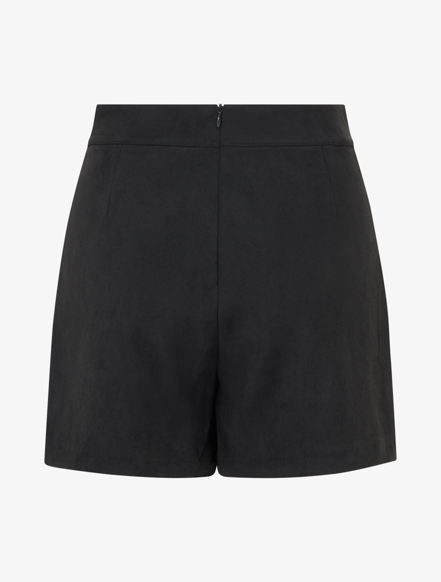 Jupe-short en suédine style portefeuille - Noir - 2