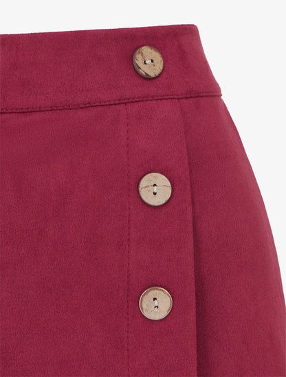 Jupe-short en suédine style portefeuille - Lie de vin - 3