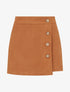 Jupe-short en suédine style portefeuille - Camel - 1