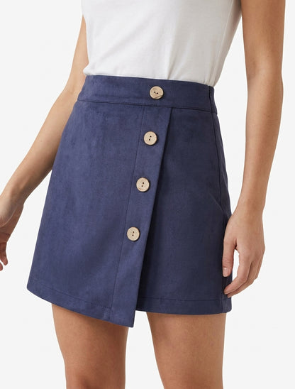 Portefeuille-stijl suèdine skort - Marine