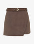 Jupe-short portefeuille en suédine à ceinture - Marron - 1