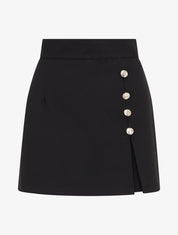 Jupe-short fendue à boutons décoratifs - Noir - 1