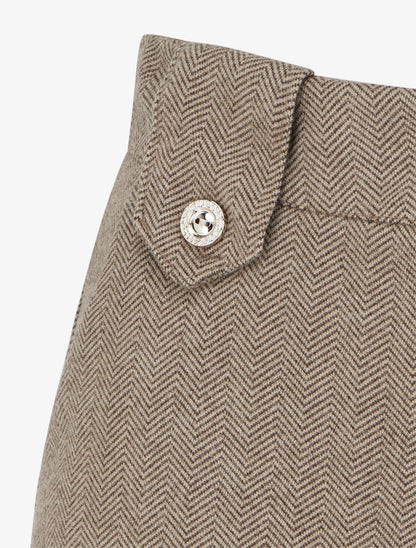 Short droit à ourlet et boutons décoratifs - Beige - 3