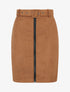 Jupe crayon taille haute en suédine à zip - Camel - 1
