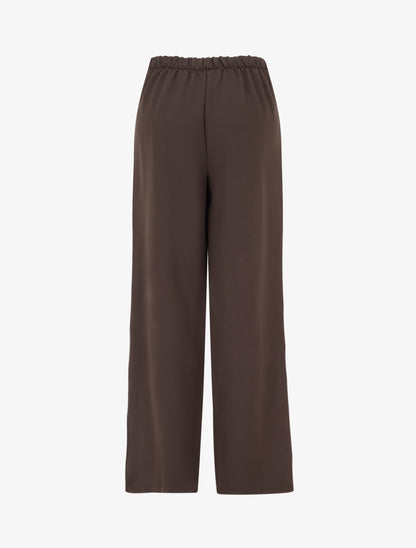 Pantalon ample taille haute à boutons décoratifs - Chocolat - 2