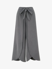 Pantalon à pans taille haute coupe ample - Gris - 1
