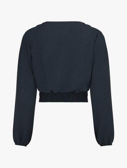 Crop top à col cache-coeur - Marine - 2