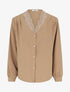 Blouse droite à col V en dentelle - Beige foncé - 1