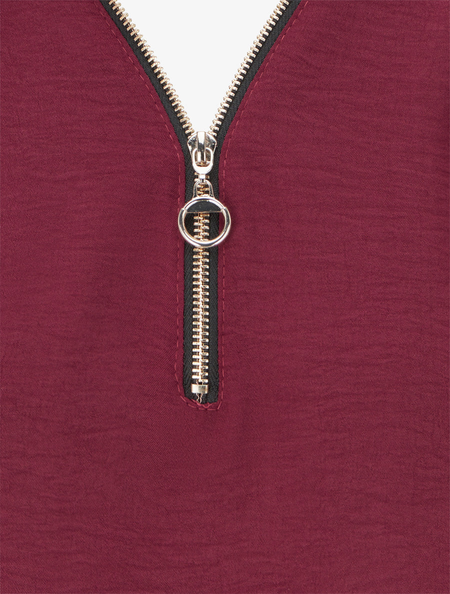 Top fluide à col zippé - Lie de vin - 3