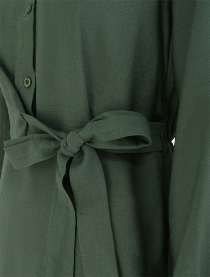 Top manches longues style chemise à nouer - Kaki - 3