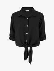 Chemise unie à nouer - Noir - 1