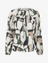 Blouse imprimé rétro à col rond - Kaki - 1