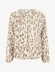 Blouse imprimé vache à col rond - Taupe - 1