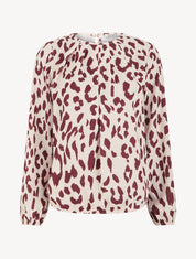 Blouse imprimé vache à col rond - Bordeaux - 1