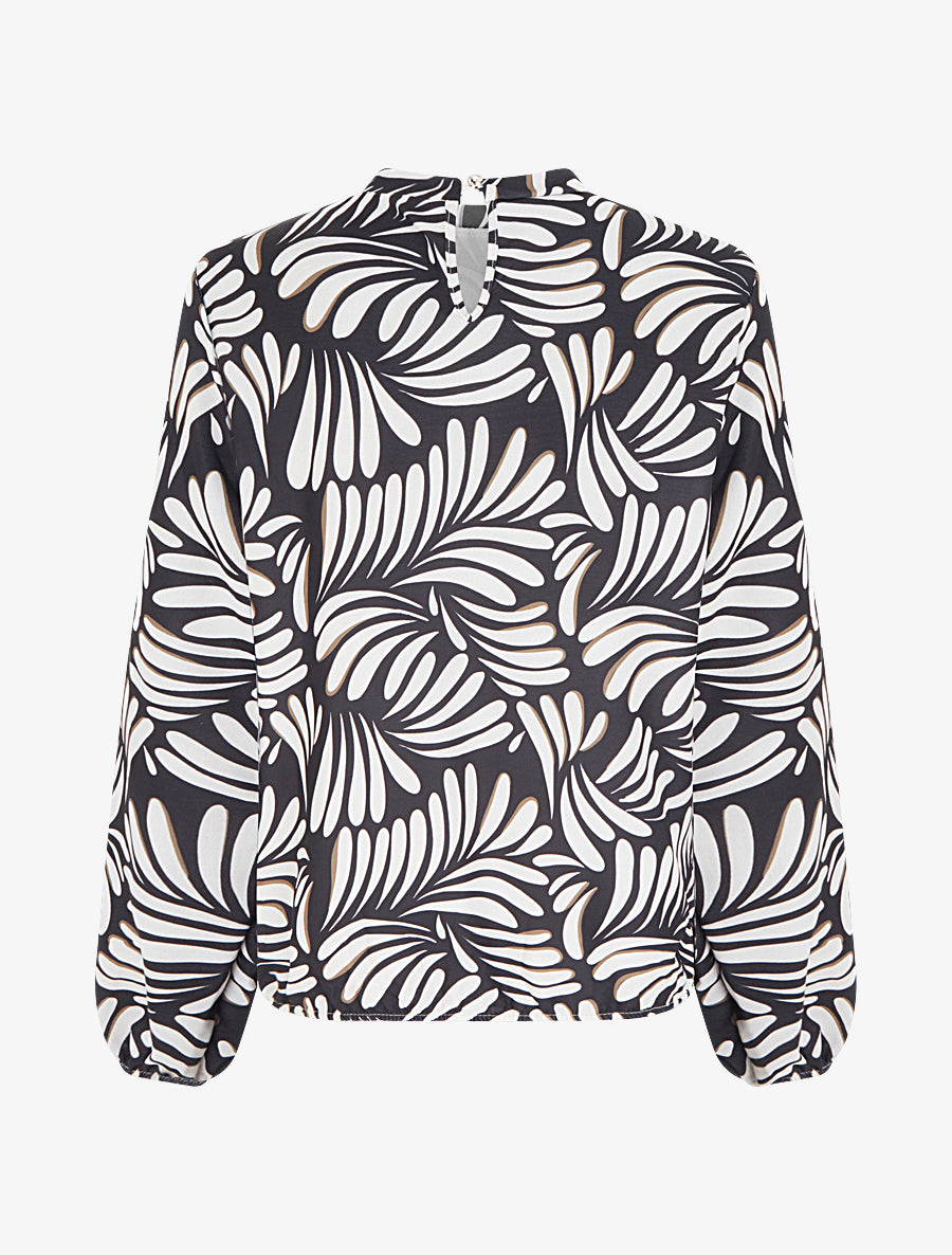 Blouse imprimé fantaisie coupe boule - Noir - 2