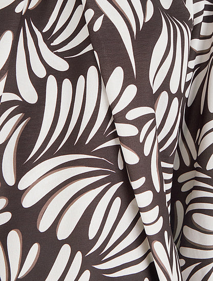 Blouse imprimé fantaisie coupe boule - Marron - 3