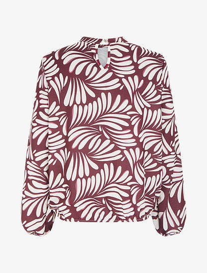 Blouse imprimé fantaisie coupe boule - Lie de vin - 2