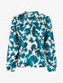 Blouse satiné imprimé vache - Bleu canard - 1