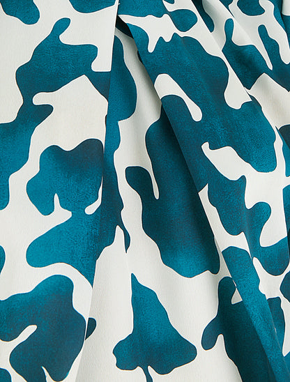 Blouse satiné imprimé vache - Bleu canard - 3