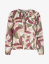 Blouse en voile imprimé abstrait coupe boule - Lie de vin - 1