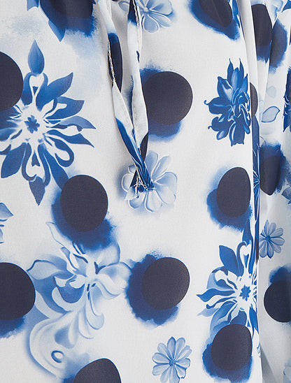 Blouse en voile imprimé floral coupe boule - Marine - 3