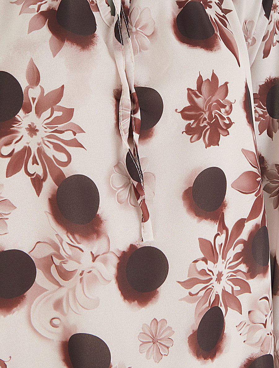 Blouse en voile imprimé floral coupe boule - Marron - 3
