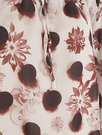 Blouse en voile imprimé floral coupe boule - Marron - 3