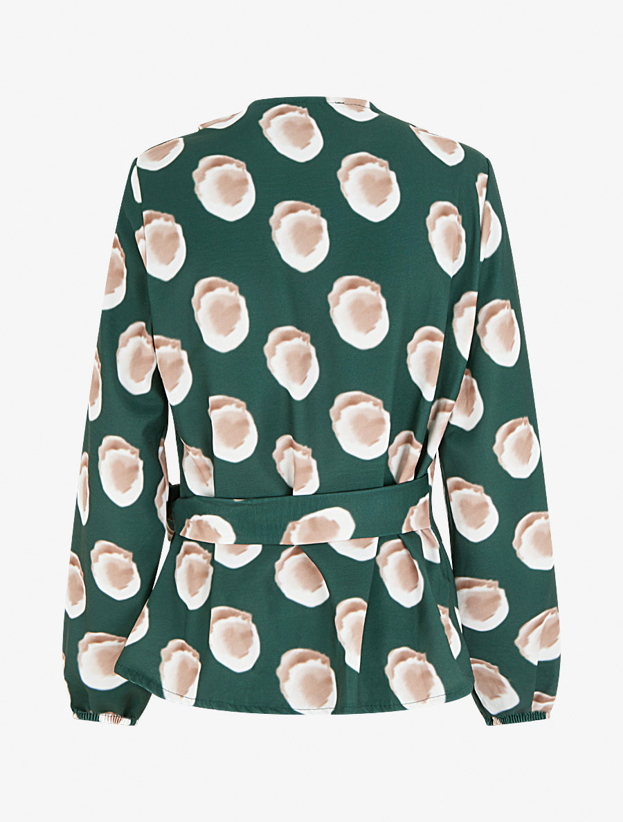 Blouse style portefeuille imprimé fantaisie - Vert sapin - 2