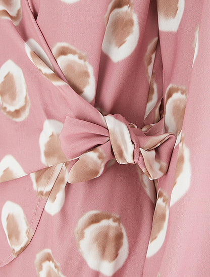 Blouse style portefeuille imprimé fantaisie - Vieux rose - 3