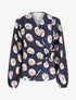 Blouse style portefeuille imprimé fantaisie - Marine - 1