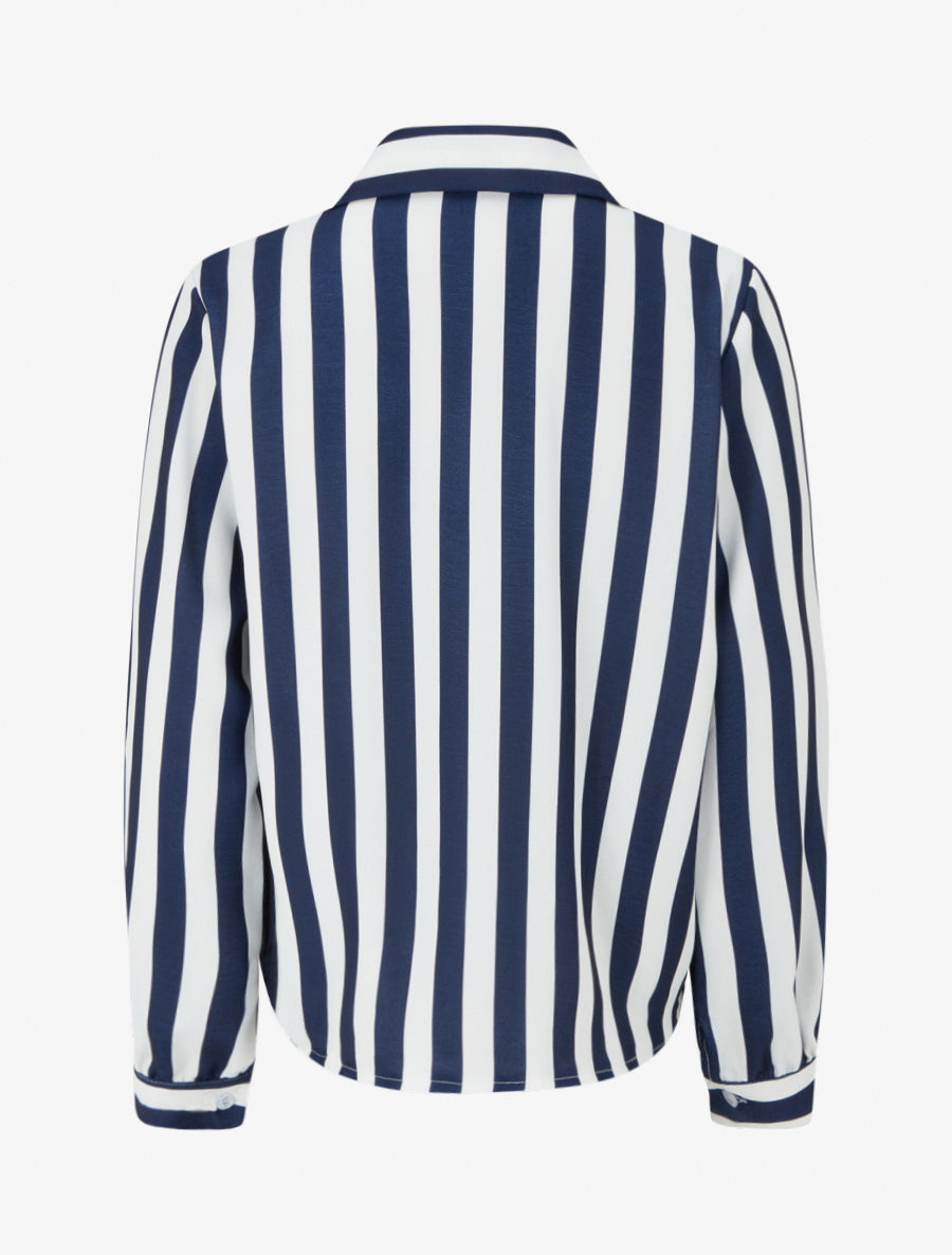 Blouse style chemise à rayures - Marine - 2