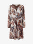 Robe évasée imprimé feuilles stylisées - Marron - 1