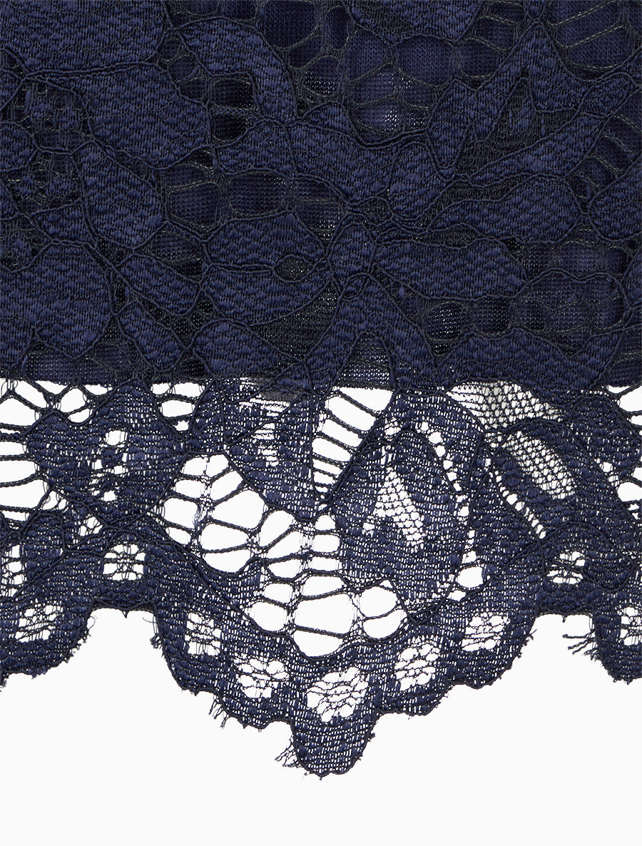Jupe crayon en dentelle à taille haute - Marine - 3