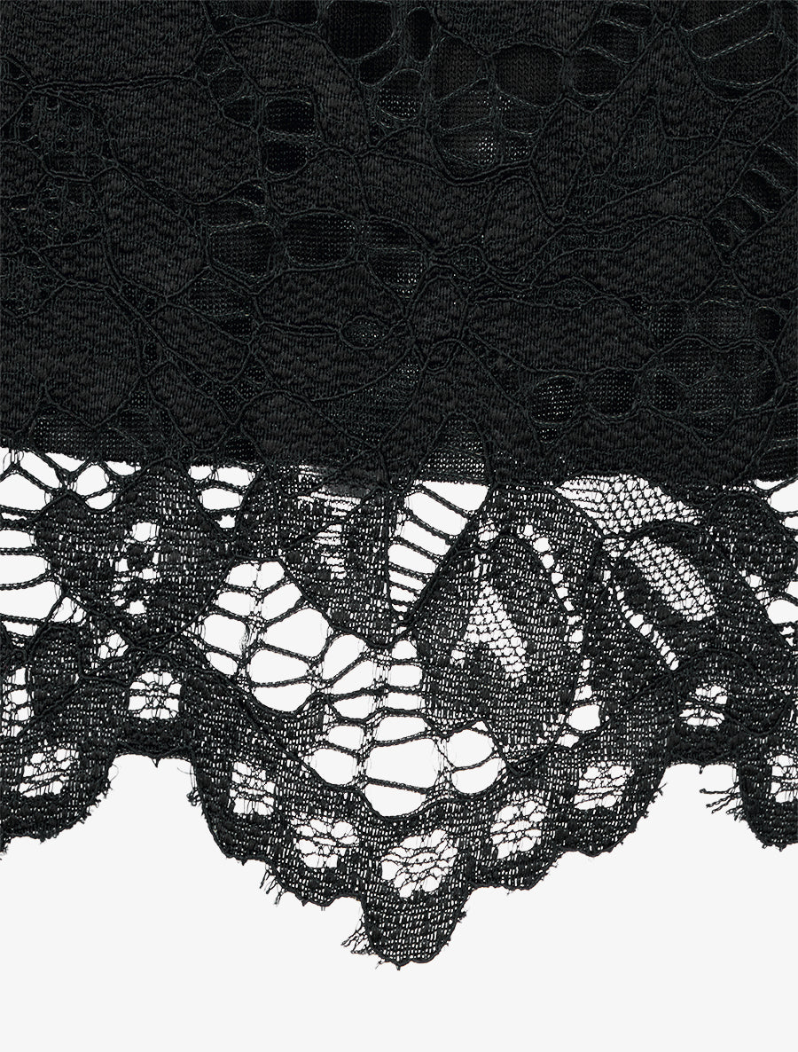 Jupe crayon en dentelle à taille haute - Noir - 3