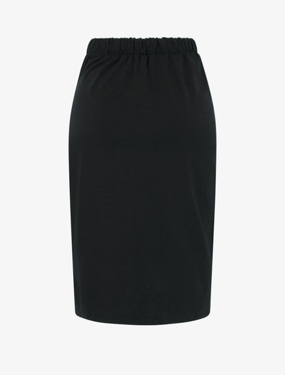 Jupe midi style portefeuille à bijou effet nacré - Noir - 2