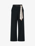 Pantalon ample à taille haute et ceinture style foulard - Noir - 1