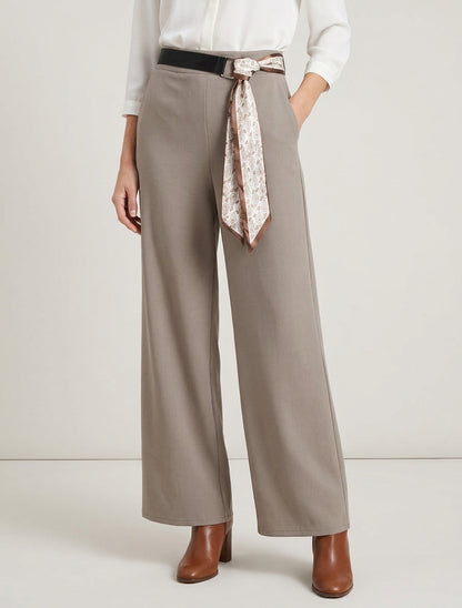 Wijde broek met hoge taille en sjaalstijl riem - Mol