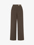 Pantalon ample taille haute à bijou fantaisie - Marron - 1