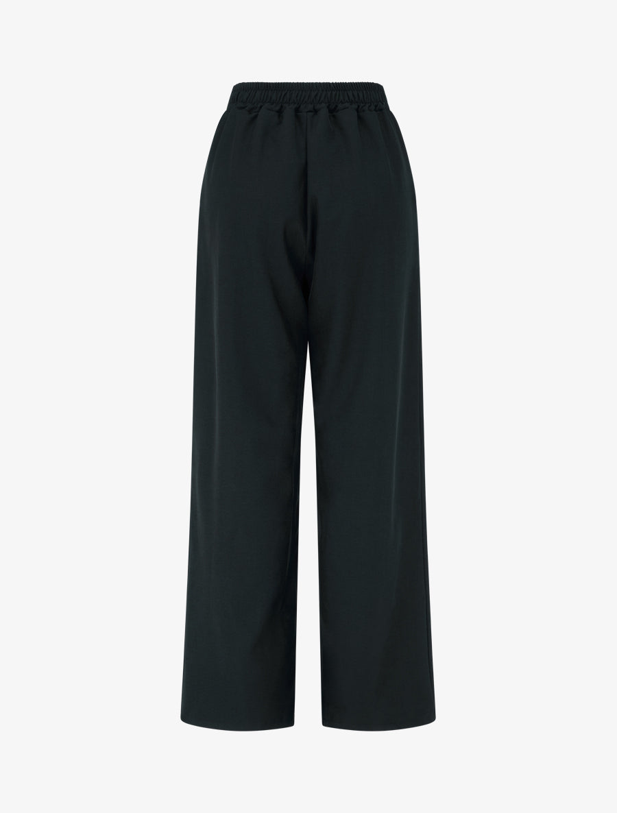 Pantalon ample taille haute à bijou fantaisie - Noir - 2