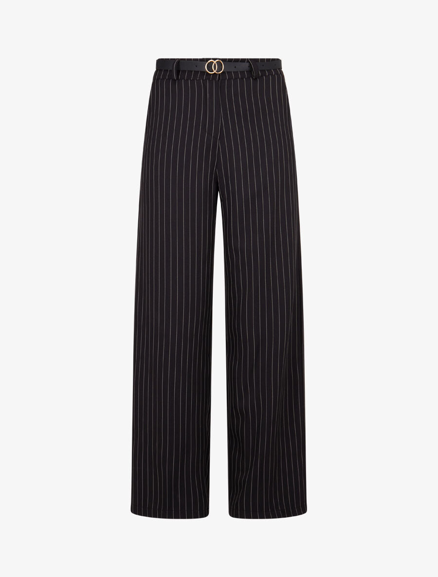 Pantalon de tailleur à fines rayures - Noir - 1