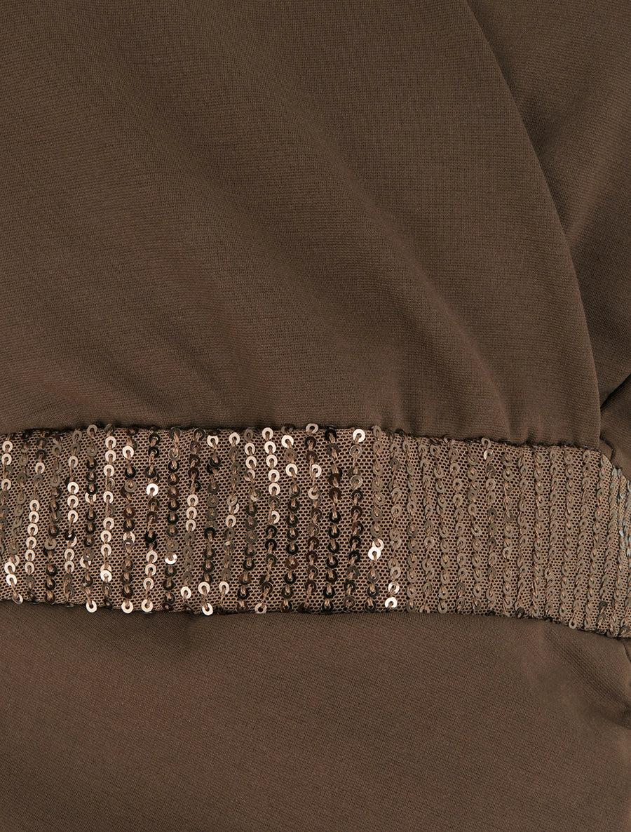Robe portefeuille sans manches à sequins - Marron - 3
