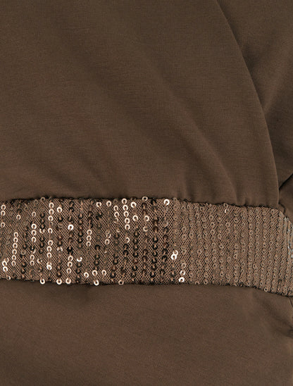 Robe portefeuille sans manches à sequins - Marron - 3