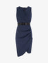 Robe portefeuille sans manches à sequins - Marine - 1