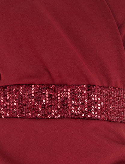 Robe portefeuille sans manches à sequins - Bordeaux - 3
