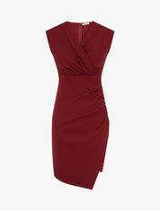 Robe sans manches style portefeuille à effet drapé - Bordeaux - 1