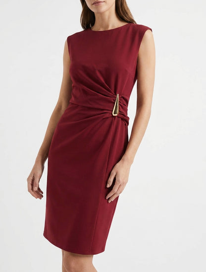 Robe sans manches effet drapé - Bordeaux